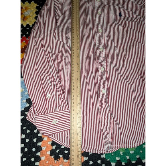 Boys Ralph Lauren long sleeve red & striped button up shirt Size 10-12 - Picture 3 of 6